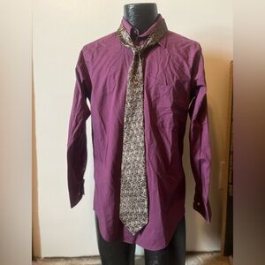 Pierre Cardin Purple Dress Shirt Long Sleeve w/ matching tie